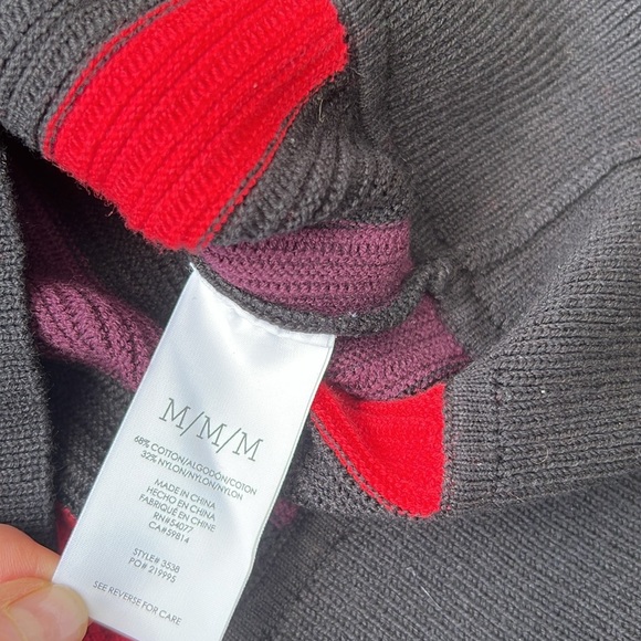 Cabi black purple, red button down cardigan style sweater top SZ M - Picture 6 of 9